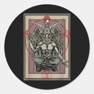 Pegatina Redonda Tarjeta de Gótico Tarot Baphomet Satanic Witch Pe