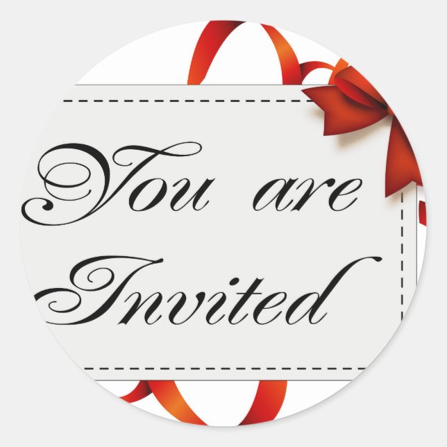 Pegatina Redonda Tarjeta de invitación >> Está invitado (Anverso)