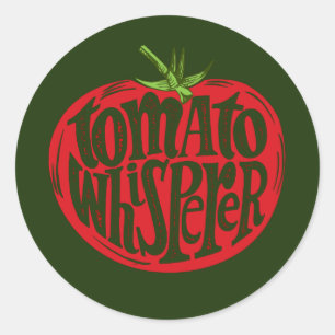 Pegatina Redonda Tarjeta de jardinería de huerto de tomates
