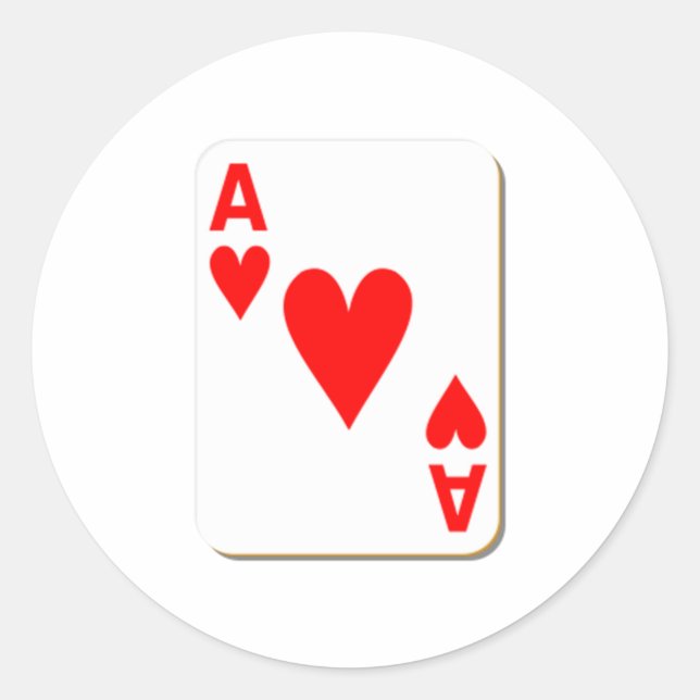 Pegatina Redonda Tarjeta de juego Ace of Hearts (Anverso)