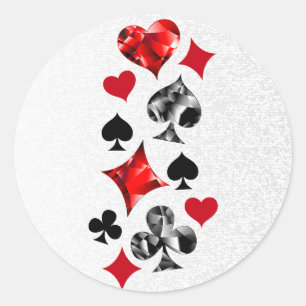 Pegatina Redonda Tarjeta de juego de jugador de póker que se adapta