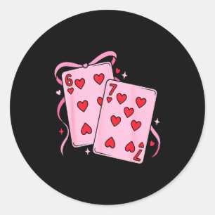 Pegatina Redonda Tarjeta de Juego Día de San Valentín 67 Preppy Sei