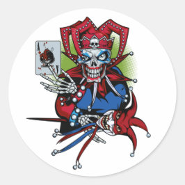 Pegatina Redonda Tarjeta de juego, Joker