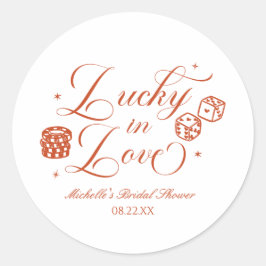 Pegatina Redonda Tarjeta de juego Lucky In Love Casino Despedida de