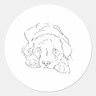Pegatina Redonda Tarjeta de Labrador Retriever Adorable, Dibujo de
