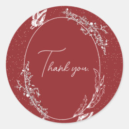 Pegatina Redonda Tarjeta de Mariposa Borgoña