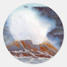 Pegatina Redonda Tarjeta de onda oceánica