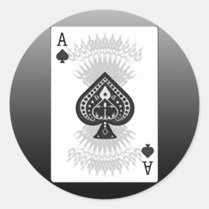 Pegatina Redonda Tarjeta de póquer Ace of Spades: