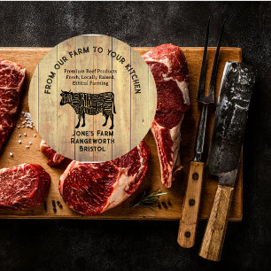 Pegatina Redonda Tarjeta de presentación de ganadero de carne de va
