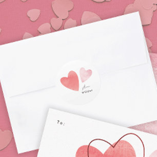 Pegatina Redonda Tarjeta de San Valentín del aula de los corazones