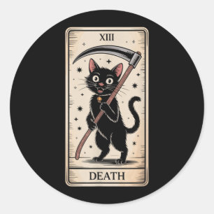 Pegatina Redonda Tarjeta de Tarot Gato Negro Ocultismo Brujería Mue
