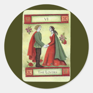 Pegatina Redonda Tarjeta de tarot "Los amantes"