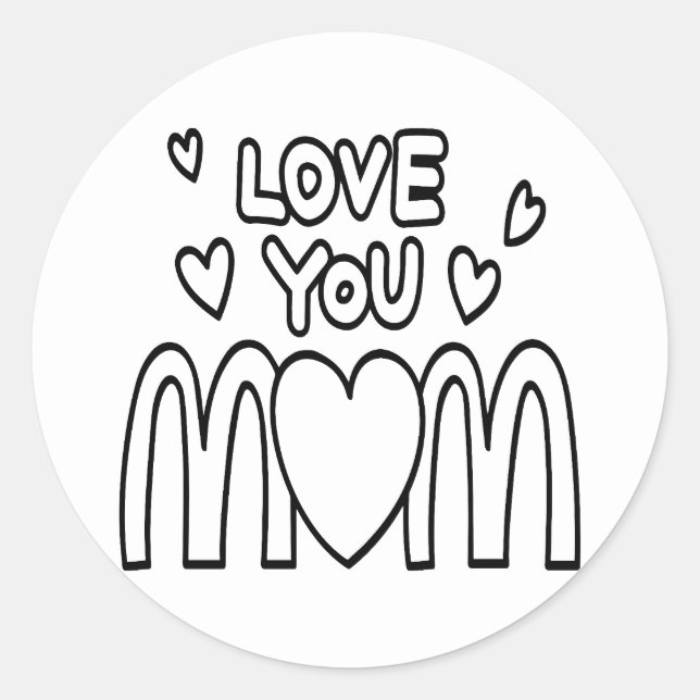 Pegatina Redonda Tarjeta del día de la madre, regalo de Día de la M (Anverso)