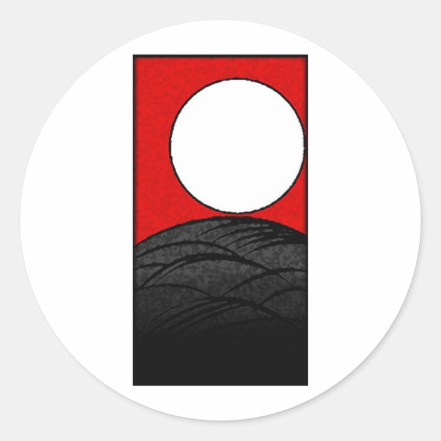 Pegatina Redonda tarjeta hanafuda japonesa (JAPÓN KYOTO) (Anverso)