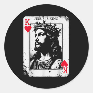 Pegatina Redonda tarjeta Jesucristo es rey diseño cristiano rey de