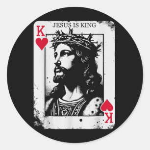 Pegatina Redonda Tarjeta Jesucristo es Rey Diseño Cristiano Rey de