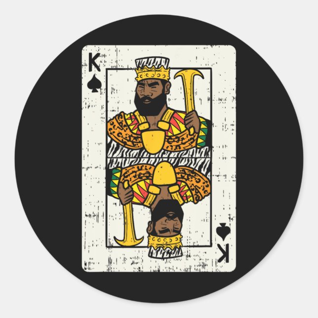 Pegatina Redonda Tarjeta King de África Orgullo Negro Blm Pareja Ha (Anverso)