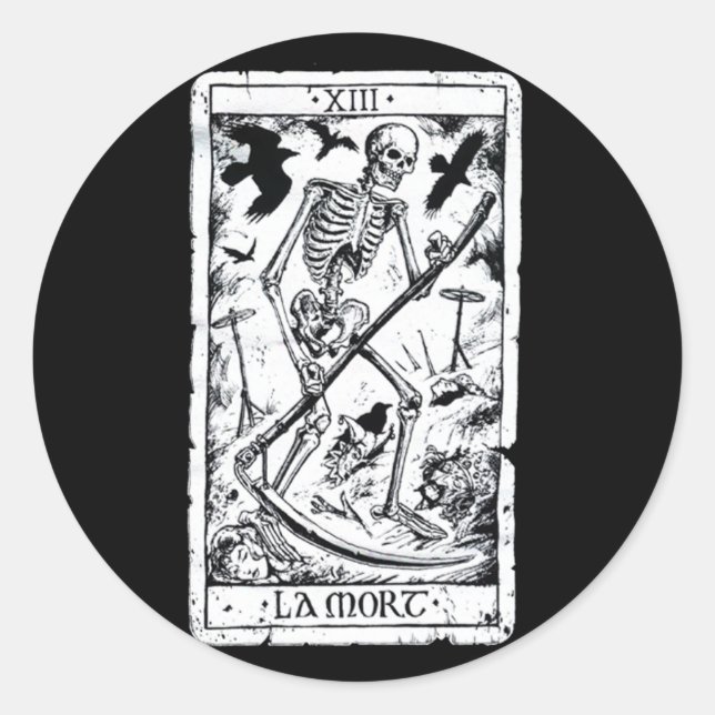 Pegatina Redonda Tarjeta La Mort Tarot (Anverso)