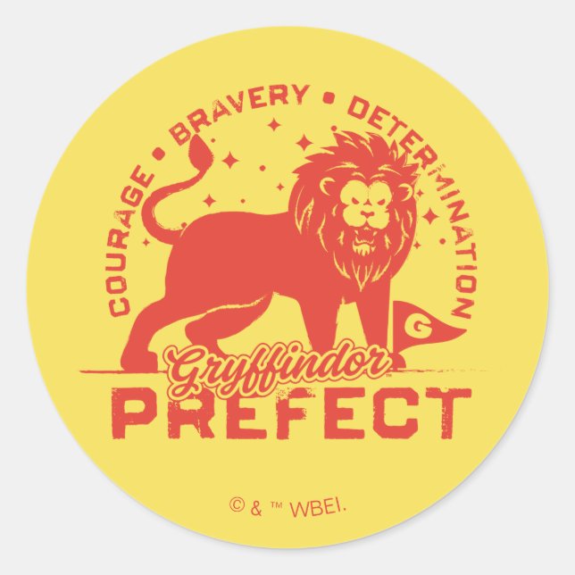 Pegatina Redonda Tarjeta prefecta GRYFFINDOR™ (Anverso)