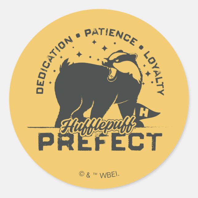 Pegatina Redonda Tarjeta prefecta HUFFLEPUFF™ (Anverso)