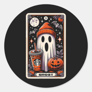 Pegatina Redonda Tarjeta Tarot Cute Fantasma Sensación de fantasía 