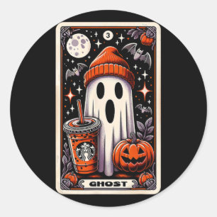 Pegatina Redonda Tarjeta Tarot Cute Fantasma Sensación de fantasía