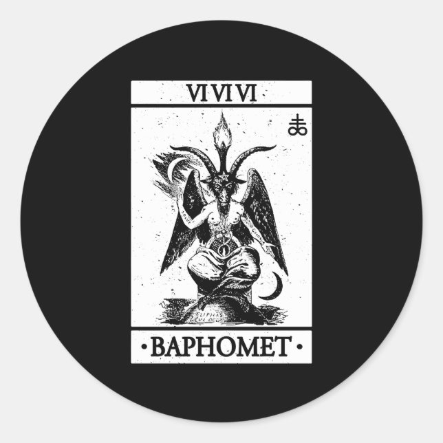 Pegatina Redonda Tarjeta Tarot de Baphomet (Anverso)