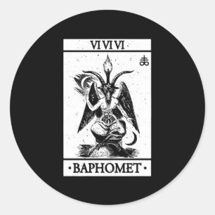 Pegatina Redonda Tarjeta Tarot de Baphomet