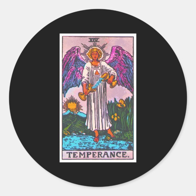 Pegatina Redonda Tarjeta Tarot de Temperatura Psíquica Occulada Met (Anverso)