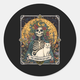 Pegatina Redonda Tarjeta Tarot para gatos sin hijos 1