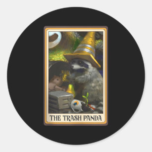 Pegatina Redonda Tarjeta Trash Panda Tarot Racoon Raccoon Trash Ea