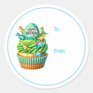 Pegatina Redonda Tarjetas Adhesivas de Regalo de Cupcake de Cumplea