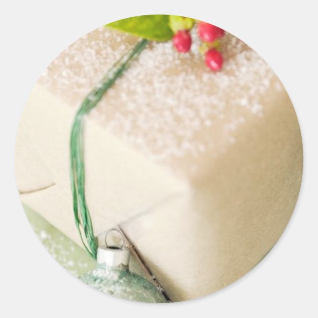 Pegatina Redonda Tarjetas de felicitación y Pegatinas con regalo de (Anverso)