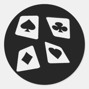 Pegatina Redonda Tarjetas Locas - B&W