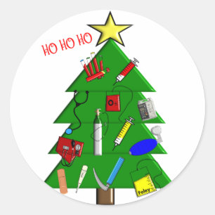 Pegatina Redonda Tarjetas y obsequios para Navidades de enfermería/