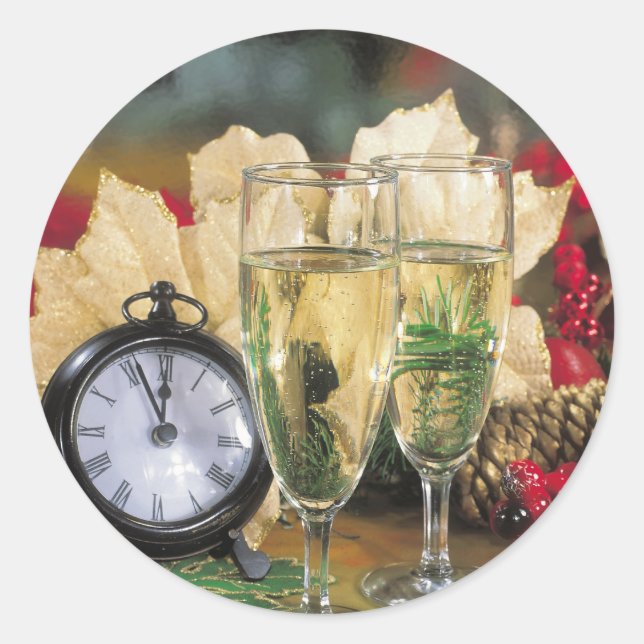 Pegatina Redonda Tarjetas y pegatinas de Año Nuevo (Anverso)