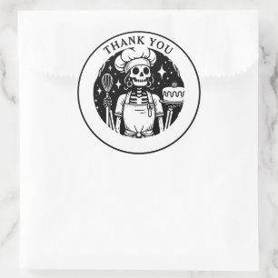 Pegatina Redonda Tarot Baker Pastry Chef Black White Product