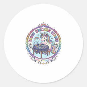 Pegatina Redonda Tarot de Unicornio Lector de Unicornio Camiseta Di