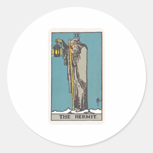 Pegatina Redonda Tarot el ermitaño The Hermit (Anverso)