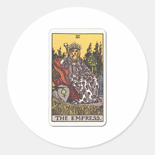 Pegatina Redonda Tarot Herrscherin The Empress (Anverso)