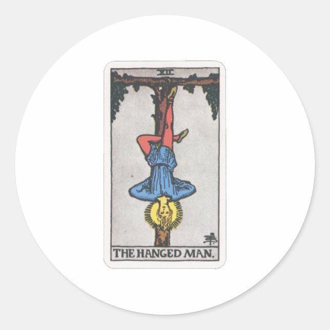 Pegatina Redonda Tarot las colgadas The hanged Usted (Anverso)