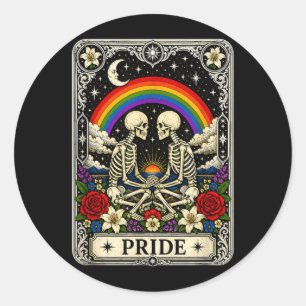 Pegatina Redonda Tarot Lgbt Esqueleto Orgullo Gay Igualdad Derechos