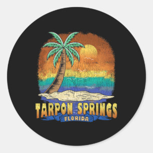 Pegatina Redonda Tarpon Springs Florida Vintage Distresres Souvenir