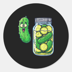 Pegatina Redonda Tarrito De Pepino Sorprendido Meme Divertido Humor