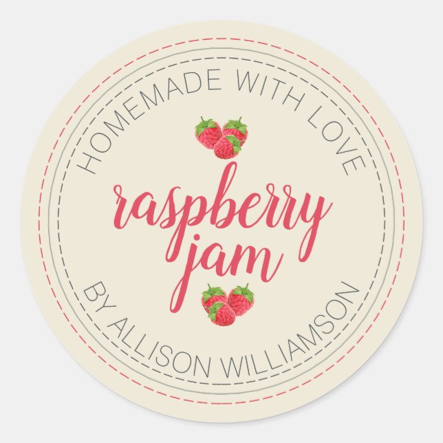 Pegatina Redonda Tarro Antiguo Blanco de Mermelada Casera Rústica d (Anverso)