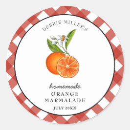 Pegatina Redonda Tarro de mermelada de naranja de acuarela 
