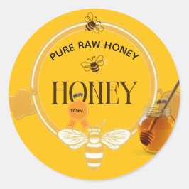 Pegatina Redonda Tarro de Miel Abeja de Miel Panal de Abejas Colmen
