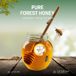 Pegatina Redonda Tarro de Miel Abeja de Miel Panal de Abejas Colmen