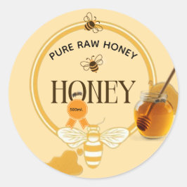 Pegatina Redonda Tarros de Miel Abeja Colmena Apicultura