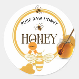 Pegatina Redonda Tarros de Miel Abeja Colmena Apicultura